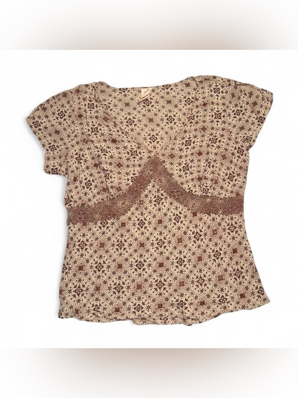 Faded Glory Floral Tunic Brown & Beige Size 22W/24W Like New